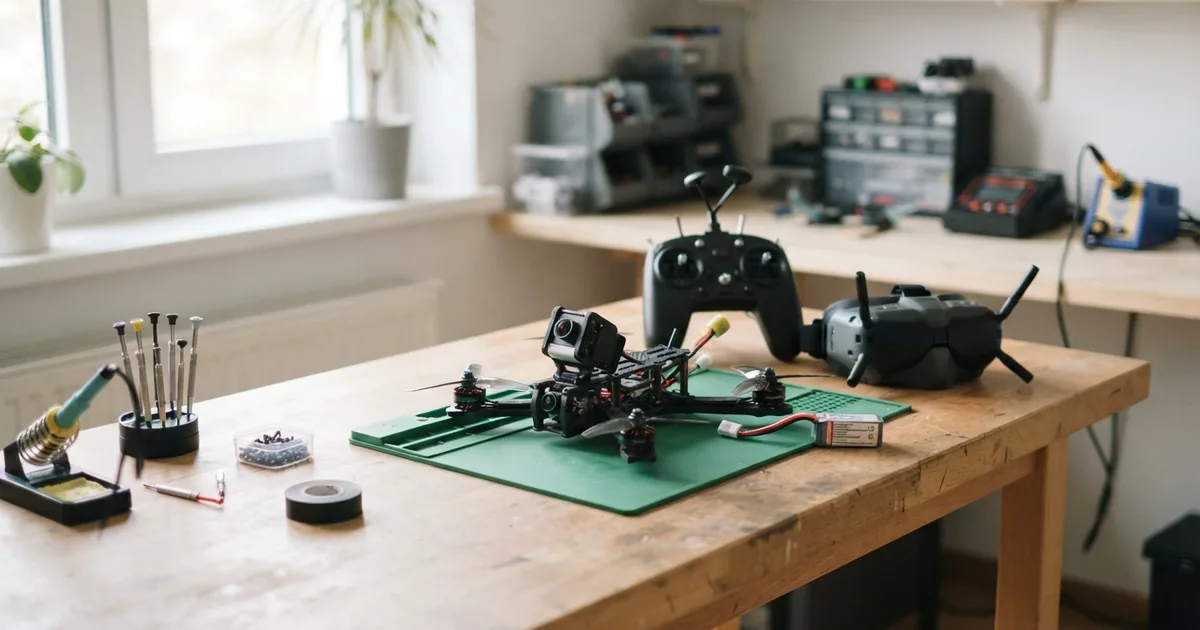 Einsteiger beim FPV fliegen mit Simulator und Fernsteuerung
